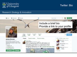 • Great opportunity to get involved. The British Ecological
Society have a broadly relevant guide to Twitter in conferences.
• Using #hashtags opens up conferences to wider audience
• Opens backchannels for discussions by participants
• Tweets offer criticism, review, extra resources to discussions
• Helps you identify people to meet (and arrange to do so)
• Share media directly (you can view Slideshare decks in tweets)
Twitter: Conferences
 