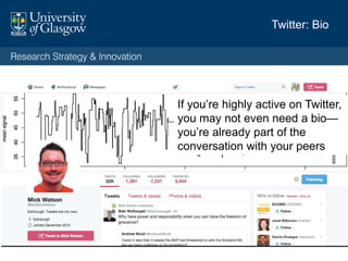 • Blog about academic papers
• Make the research process visible
• An online portfolio
• Guest blog / op-ed on expert area
• Connect with the wider public
Why blog?
 