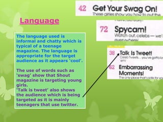 Chatty Language Shout contents page | PPTX