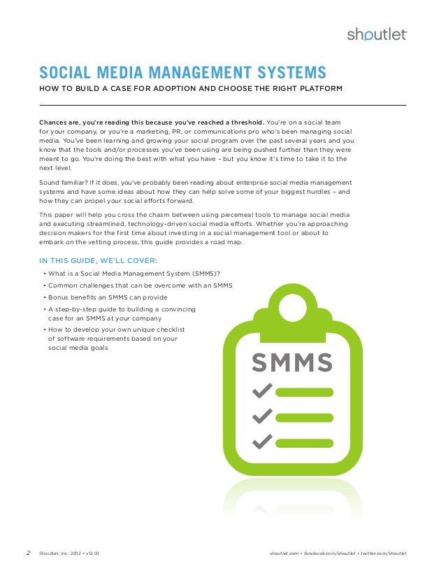 Social Media Management Systems How to Build a Case for Adoption and…