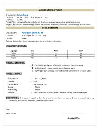 Shouvik sen cv | PDF