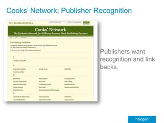 Cooks’ Network: Program Components Consistent, fresh content on editorial schedule