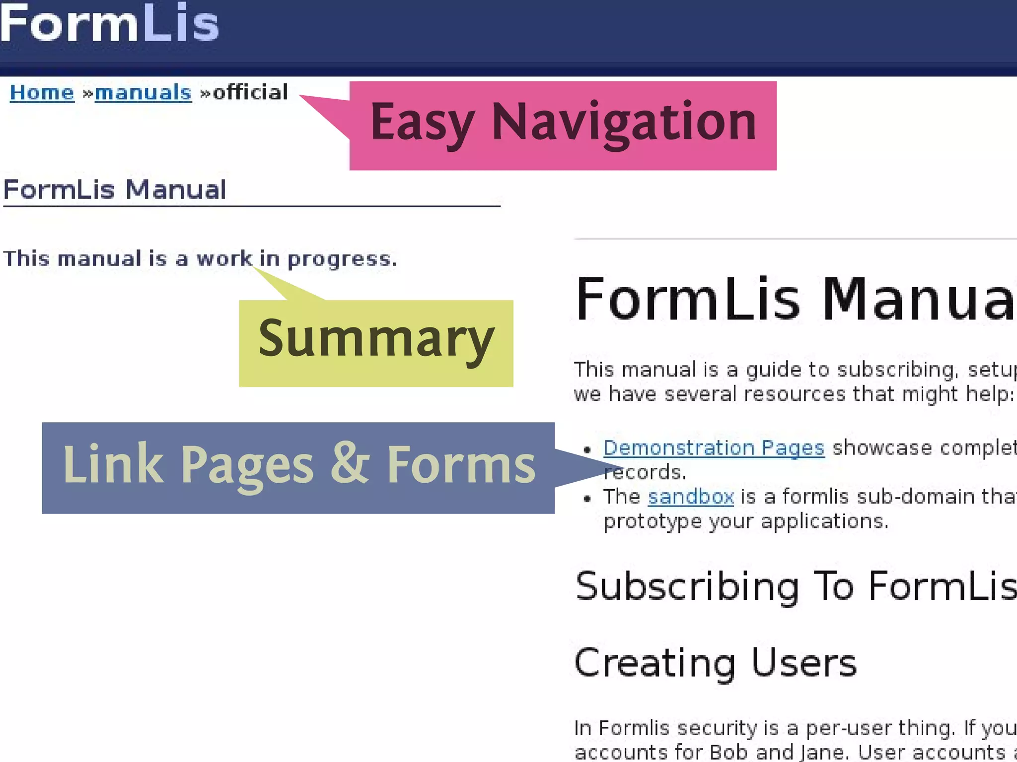 .




                E
                . asy Navigation




           S
           . ummary



    L
    . ink Pages & Forms




                                   .
 