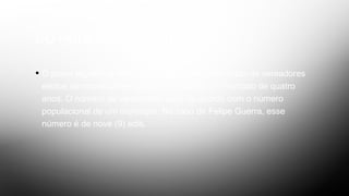DO PODER LEGISLATIVO
• O poder legislativo municipal compreende a bancada de vereadores
eleitos democraticamente para exercerem um mandato de quatro
anos. O número de vereadores varia de acordo com o número
populacional de um município. No caso de Felipe Guerra, esse
número é de nove (9) edis.
 