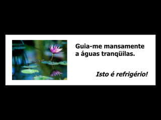Guia-me mansamente
a águas tranqüilas.


     Isto é refrigério!
 