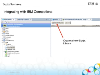 Integrating with IBM Connections




                                   Create a New Script
                                   Library




   © 2013 IBM Corporation
 