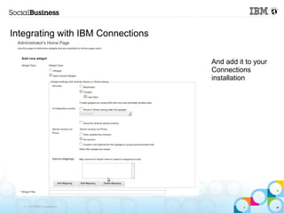 Integrating with IBM Connections

                                   And add it to your
                                   Connections
                                   installation




   © 2013 IBM Corporation
 