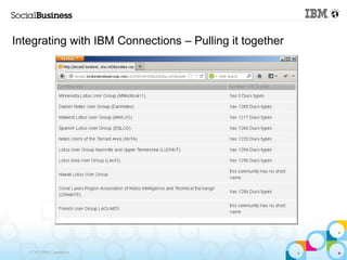 Integrating with IBM Connections – Pulling it together




   © 2013 IBM Corporation
 