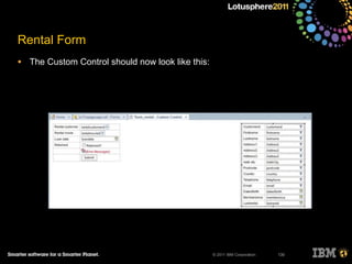 © 2011 IBM Corporation
Rental Form
• The Custom Control should now look like this:
130
 