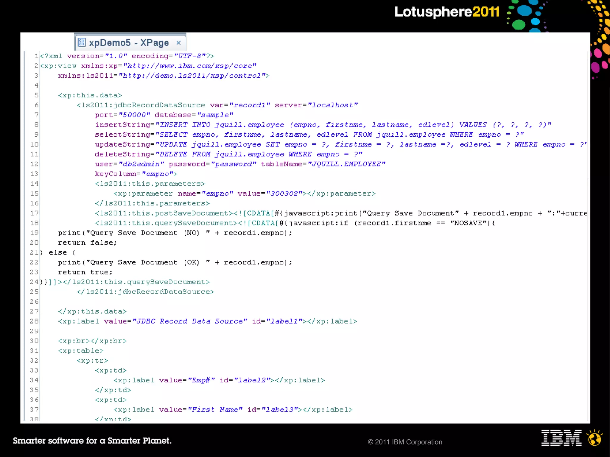 Connecting to RDBMS(2)
●

●

●




                         © 2011 IBM Corporation
 