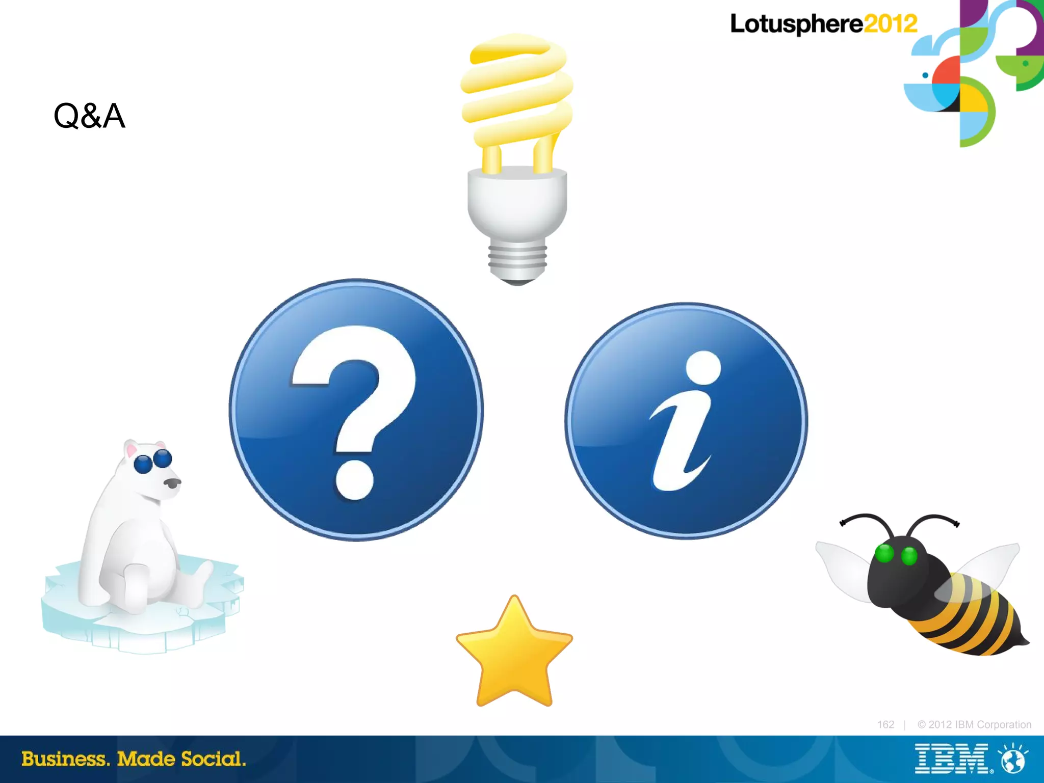 Q&A




      162 |   © 2012 IBM Corporation
 