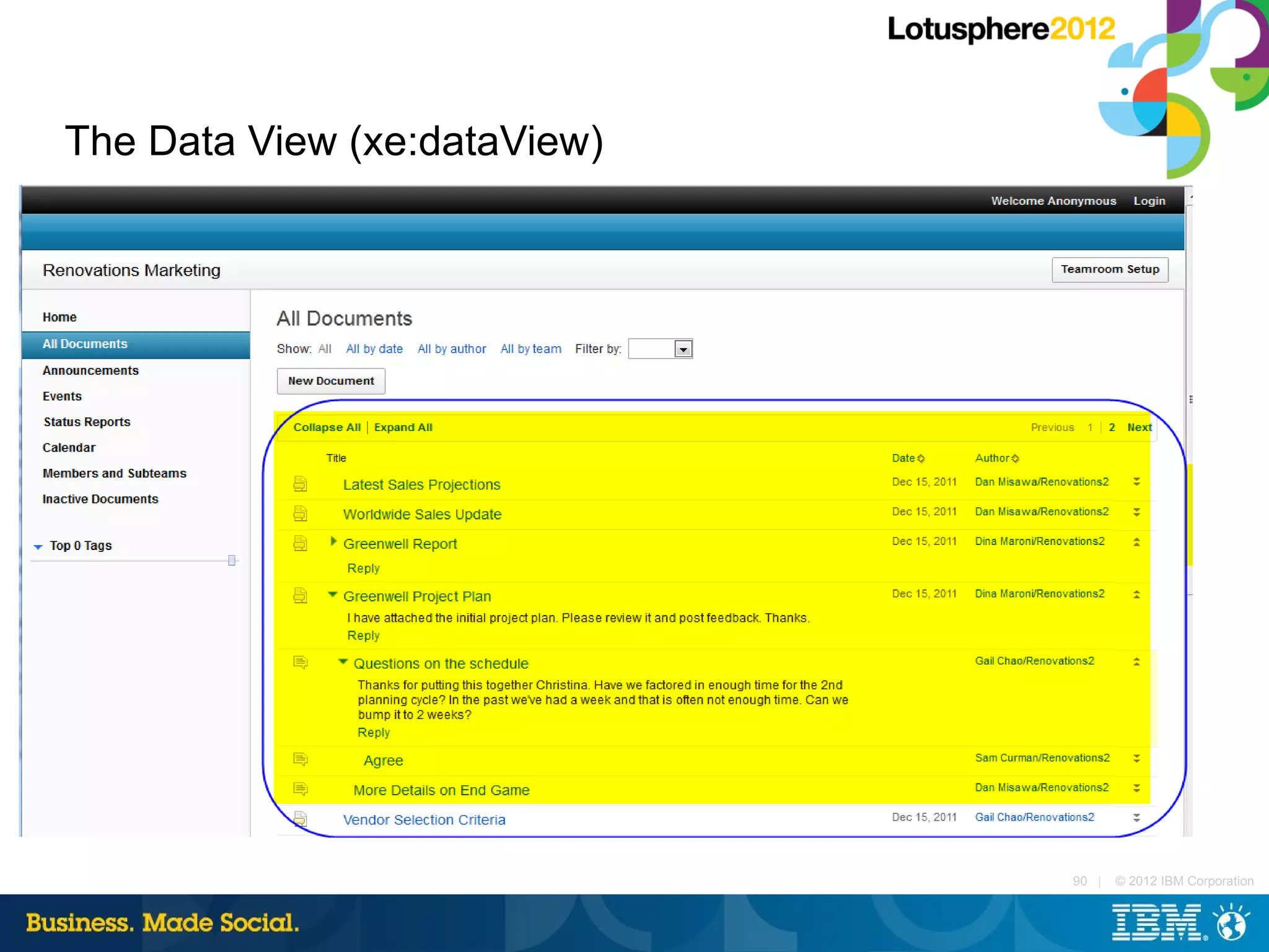 The Data View (xe:dataView)




                              90 |   © 2012 IBM Corporation
 