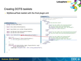 Creating DOTS tasklets
■   MyManualTask tasklet with the final plugin.xml




                                            ...