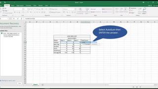 How to use autosum formula | PPTX