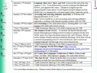 A
- info
B
- ped'g
C
- man
D
- C&P
E
- C
F
- auth
G
- inter
Association for Language
Learning
 