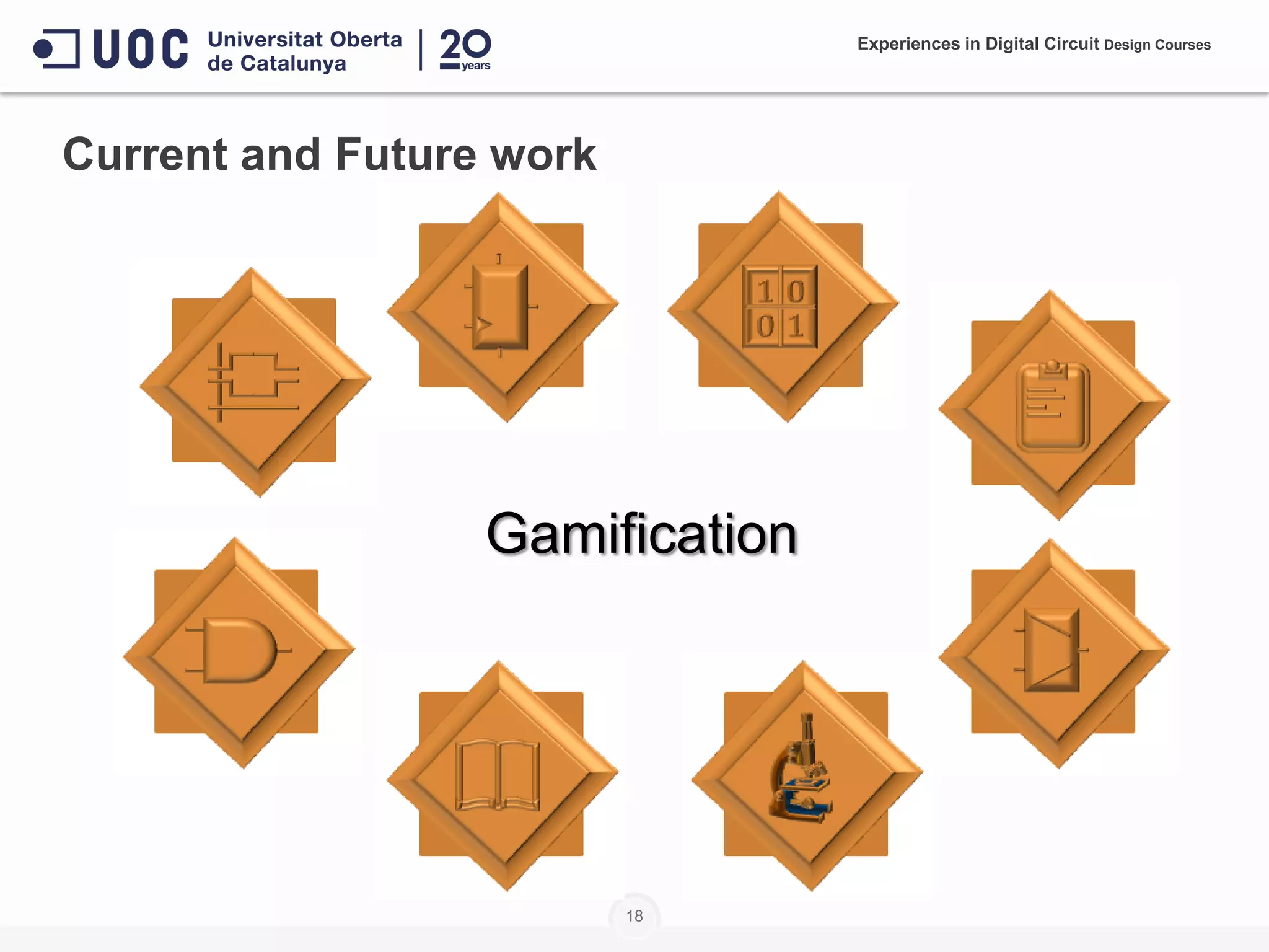 18
Current and Future work
Gamification
Experiences in Digital Circuit Design Courses
 