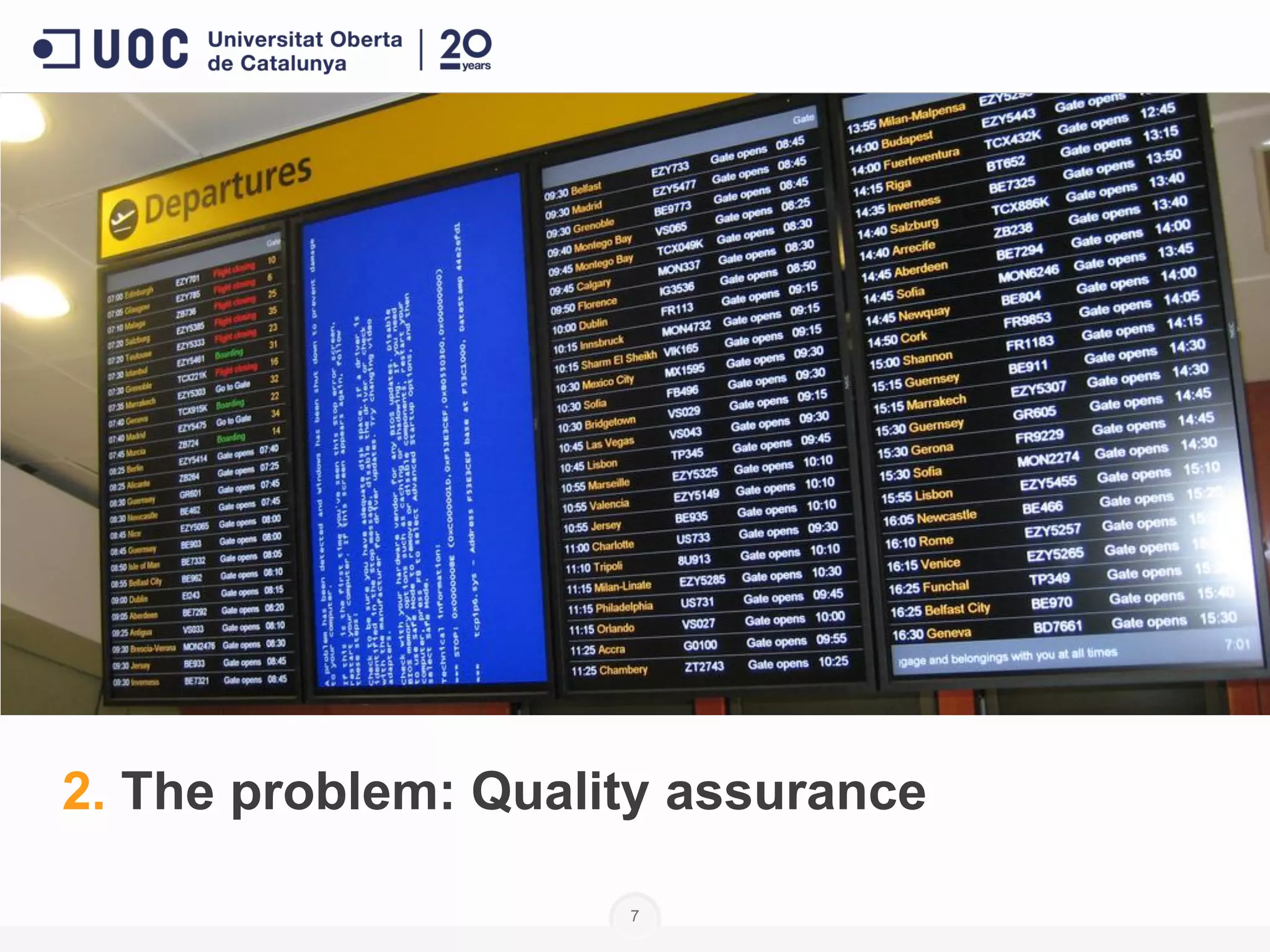 2. The problem: Quality assurance
7
 