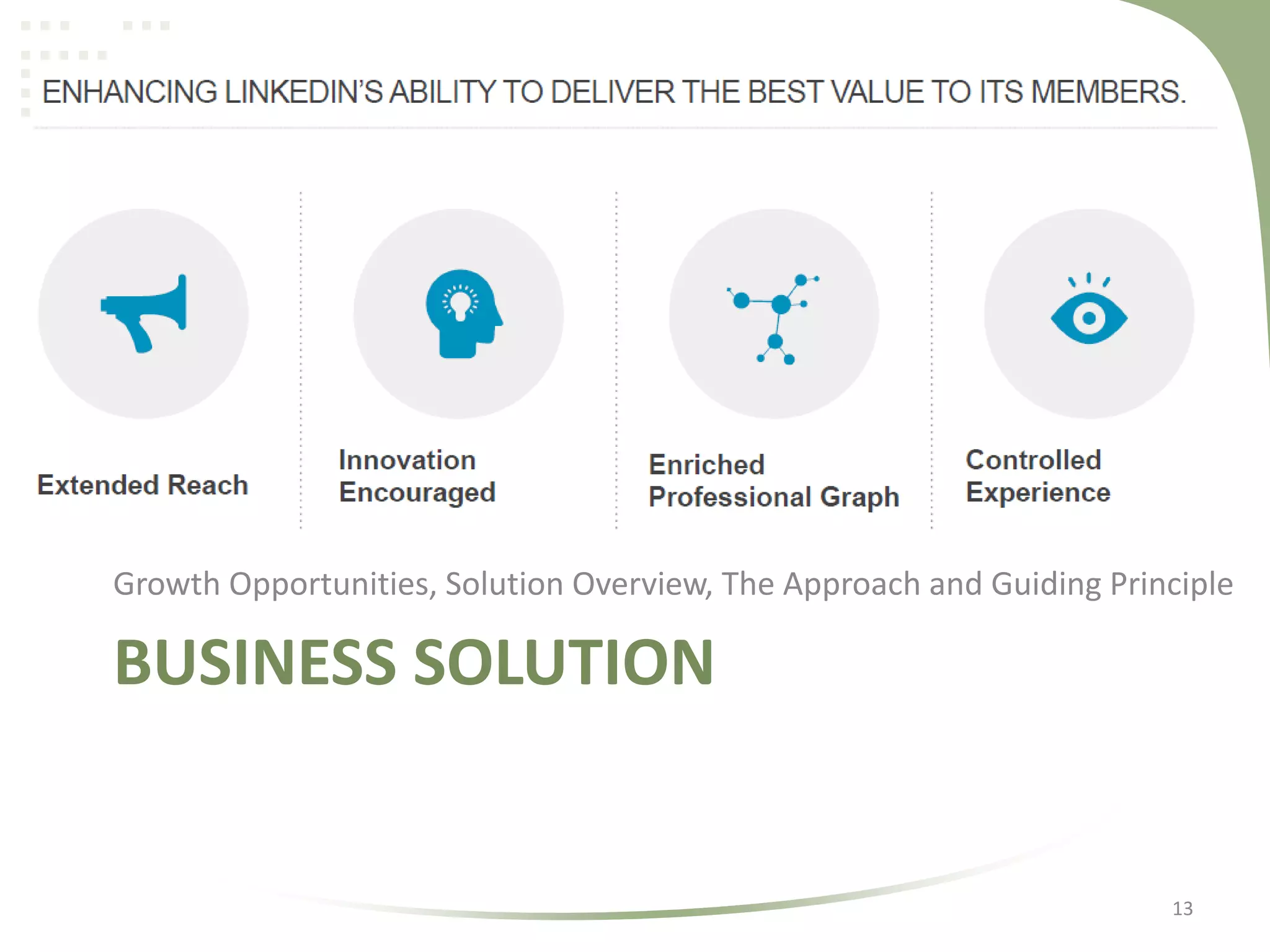 Growth Opportunities, Solution Overview, The Approach and Guiding Principle

BUSINESS SOLUTION

13

 