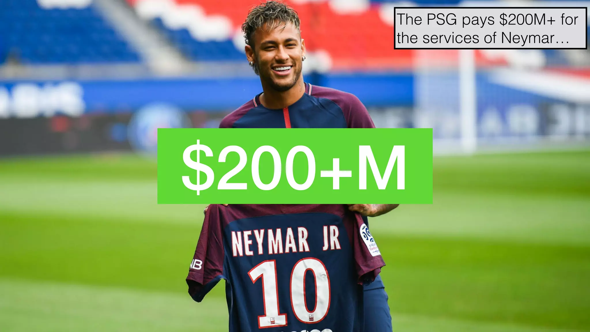 hello@laurenthaug.com © 2017
$200+M
The PSG pays $200M+ for
the services of Neymar…
 