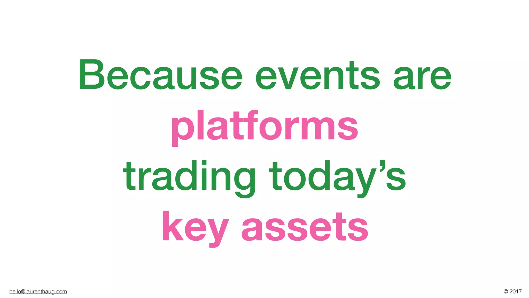 hello@laurenthaug.com © 2017
Because events are
platforms
trading today’s
key assets
 