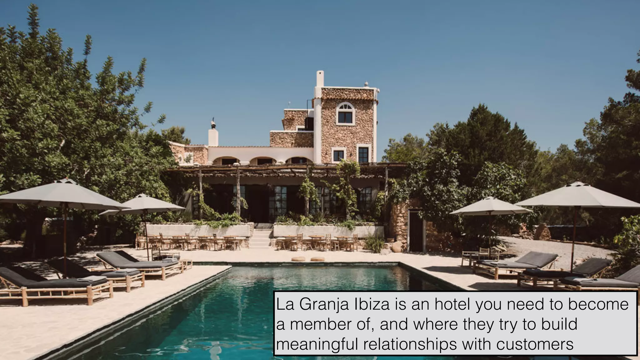 hello@laurenthaug.com © 2017
La Granja Ibiza is an hotel you need to become
a member of, and where they try to build
meaningful relationships with customers
 