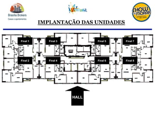 IMPLANTAÇÃO DAS UNIDADES
Final 1
Final 2
Final 3
Final 4
Final 5
Final 6
Final 7
Final 8
HALL
 
