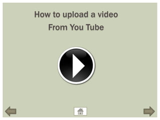 How to upload a video
   From You Tube
 