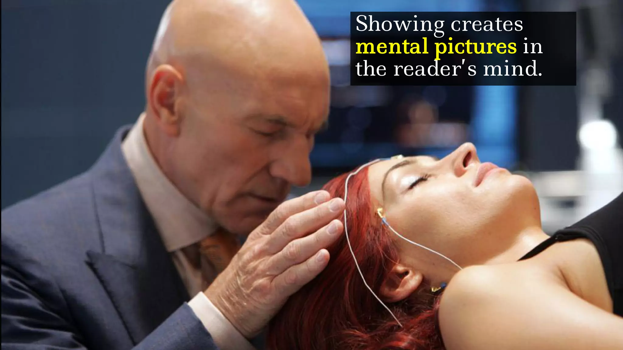 Showing creates
mental pictures in
the reader’s mind.
 