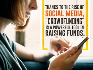 “crowdfunding” brings people together to support
their favorite product by pledging money.
 