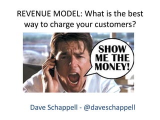 REVENUE MODEL: What is the best way to charge your customers? Dave Schappell - @daveschappell 