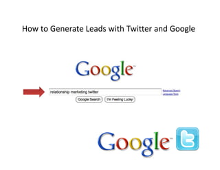 How to Generate Leads with Twitter and Google
How to Generate Leads with Twitter and Google
 