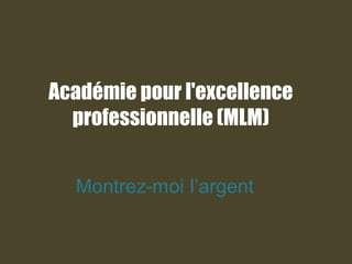 Académie pour l'excellence
professionnelle (MLM)
 