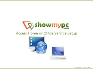 Access Home or Office Service Setup
ShowMyPC Confidential
 