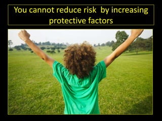 You cannot reduce risk  by increasing protective factors