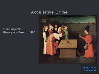 Acquisitive Crime
“The Conjurer”
Hieronymus Bosch c.1480
 