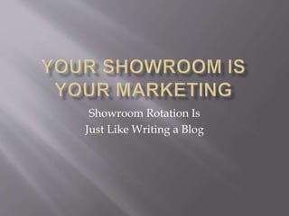 Showroom Rotation Is 
Just Like Writing a Blog 
 