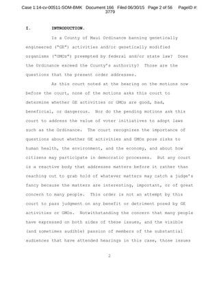 I. INTRODUCTION.
Is a County of Maui Ordinance banning genetically
engineered (“GE”) activities and/or genetically modifie...