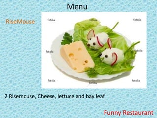 Menu RiseMouse 2 Risemouse, Cheese, lettuceandbayleaf FunnyRestaurant 