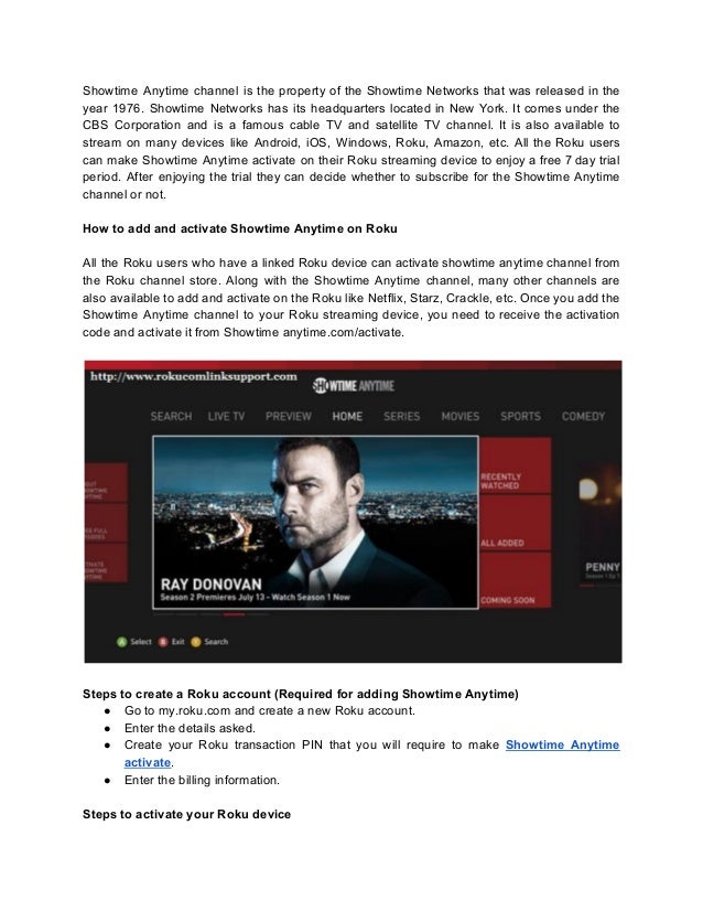 Showtime Anytime Activate On Roku To Watch Your Favorite Videos