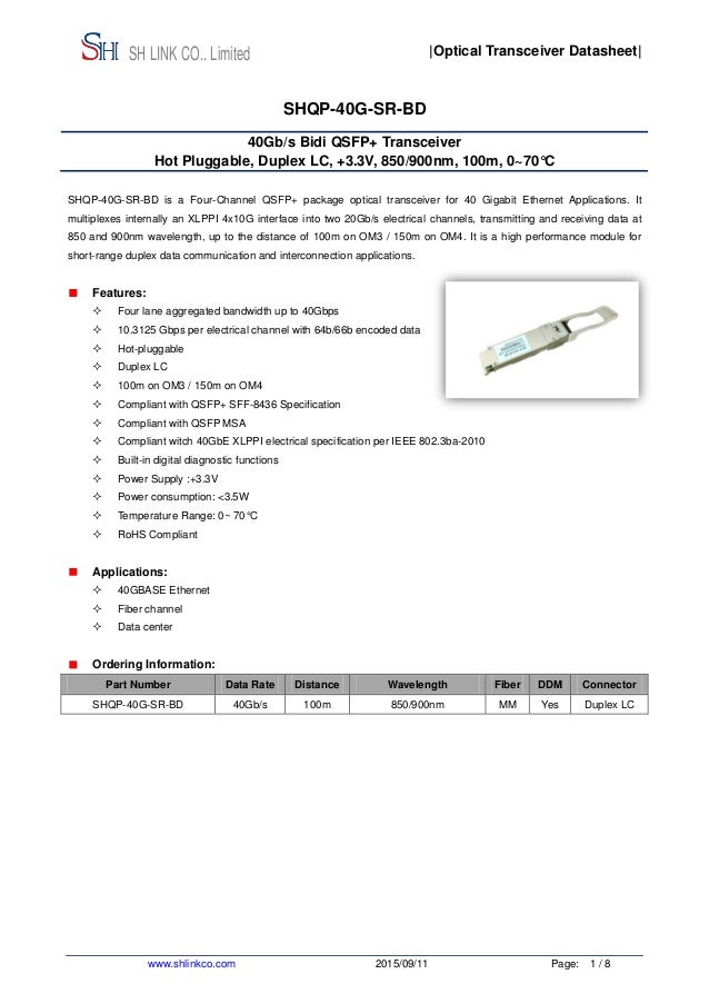 40gb S Bidi Qsfp Transceiver Hot Pluggable Duplex Lc 3 3v 850 90