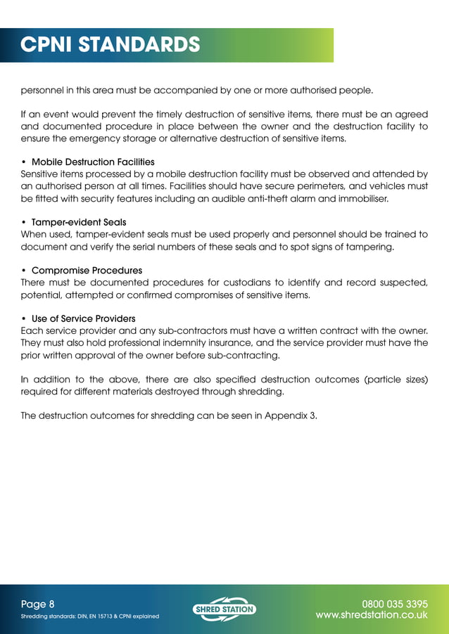 Cpni Guide.pdf Shredding Standards: Understanding DIN 66399, BS EN 15713 and CPNI ...