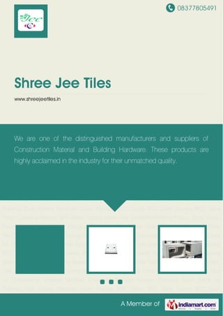 08377805491
A Member of
Shree Jee Tiles
www.shreejeetiles.in
Curb Stones Manhole Cover Precast RCC Drains RCC Drain Covers RCC Spun Pipes Concrete
Fences GPS Pillars Coping Stone Tree Guard Interlocking Pavers Stone Grass Paver
Stone Tactile Tiles Designer Concrete Tiles Floor Slabs Platform Flooring Brick Tile Concrete
Paver Stone Curbing Stones Bricks Tiles for Construstion Industry Manhole Cover for Drainage
System Concrete Paver Stone for Flooring Curb Stones Manhole Cover Precast RCC
Drains RCC Drain Covers RCC Spun Pipes Concrete Fences GPS Pillars Coping Stone Tree
Guard Interlocking Pavers Stone Grass Paver Stone Tactile Tiles Designer Concrete Tiles Floor
Slabs Platform Flooring Brick Tile Concrete Paver Stone Curbing Stones Bricks Tiles for
Construstion Industry Manhole Cover for Drainage System Concrete Paver Stone for
Flooring Curb Stones Manhole Cover Precast RCC Drains RCC Drain Covers RCC Spun
Pipes Concrete Fences GPS Pillars Coping Stone Tree Guard Interlocking Pavers Stone Grass
Paver Stone Tactile Tiles Designer Concrete Tiles Floor Slabs Platform Flooring Brick
Tile Concrete Paver Stone Curbing Stones Bricks Tiles for Construstion Industry Manhole Cover
for Drainage System Concrete Paver Stone for Flooring Curb Stones Manhole Cover Precast
RCC Drains RCC Drain Covers RCC Spun Pipes Concrete Fences GPS Pillars Coping
Stone Tree Guard Interlocking Pavers Stone Grass Paver Stone Tactile Tiles Designer Concrete
Tiles Floor Slabs Platform Flooring Brick Tile Concrete Paver Stone Curbing Stones Bricks Tiles
for Construstion Industry Manhole Cover for Drainage System Concrete Paver Stone for
Flooring Curb Stones Manhole Cover Precast RCC Drains RCC Drain Covers RCC Spun
We are one of the distinguished manufacturers and suppliers of
Construction Material and Building Hardware. These products are
highly acclaimed in the industry for their unmatched quality.
 