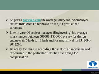  As per as payscale.com the average salary for the employee
differs from each Other based on the job profile Of a
candida...