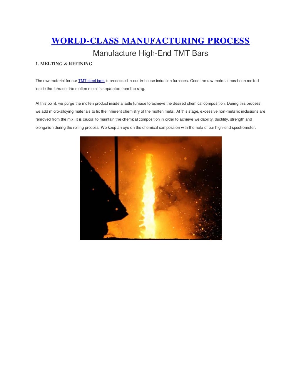 Shree tmt bars manufacturing process