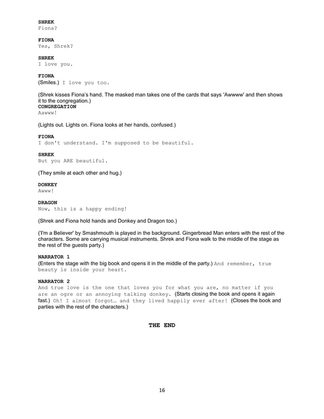 Shrek Dialogue Script Shrek Script Deutsch – Shrek Movie Script in PDF format – GWKX