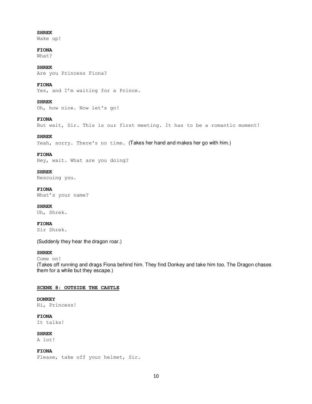 Shrek Script 1 Shrek Script 1