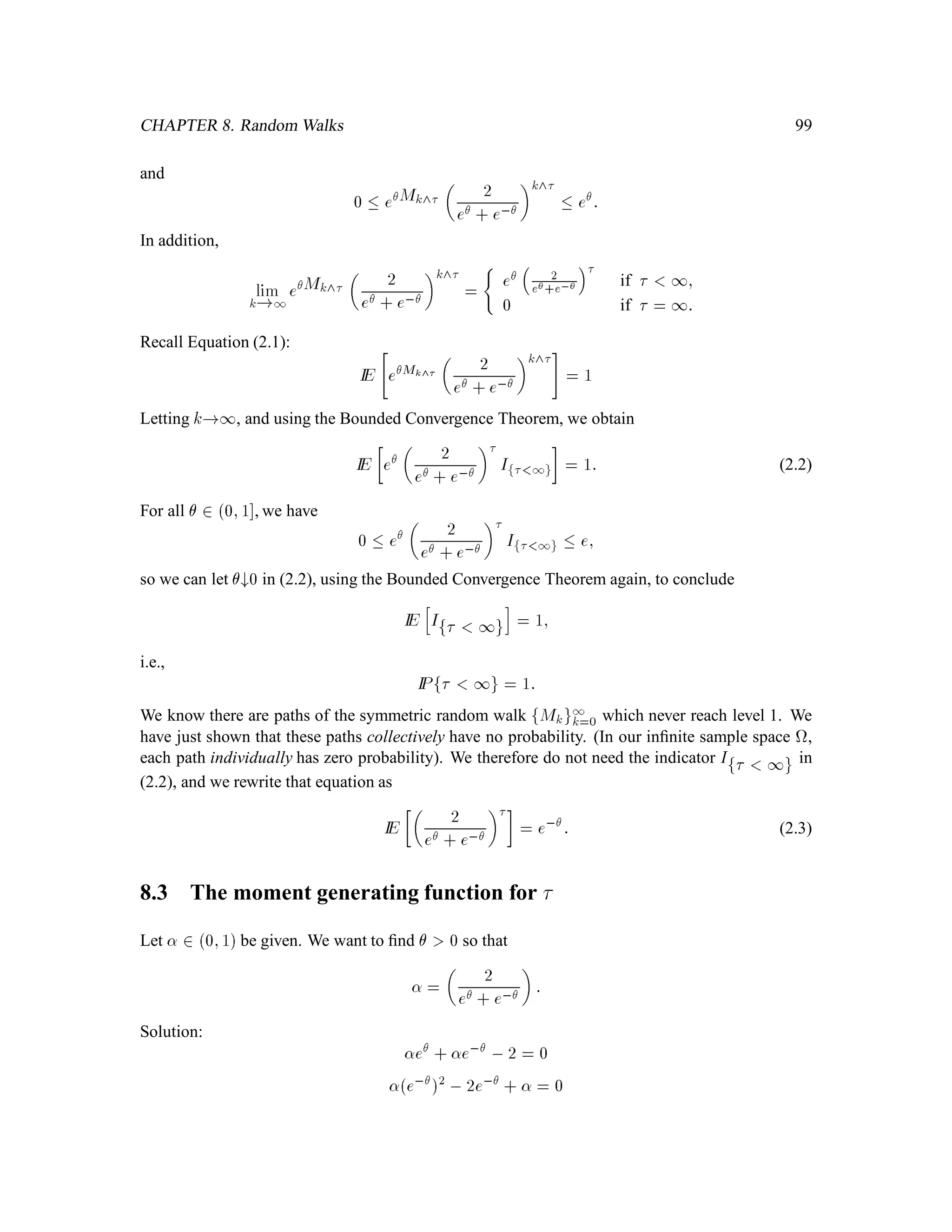 CHAPTER 3. Arbitrage Pricing 65
We need to show that
Xk+1!1;::: ;!k;H = Vk+1!1;::: ;!k;H;
Xk+1!1;::: ;!k;T = Vk+1!1;::: ;!k;T:
We prove the ﬁrst equality; the second can be shown similarly. Note ﬁrst that
fIE 1+ r,k+1Vk+1jFk = fIE fIE 1+ r,mVmjFk+1 jFk
= fIE 1+ r,mVmjFk
= 1 + r,kVk
In other words, f1 + r,kVkgn
k=0 is a martingale under fIP. In particular,
Vk!1;::: ;!k = fIE 1+ r,1Vk+1jFk !1;::: ;!k
= 1
1 + r ~pVk+1!1;::: ;!k;H+ ~qVk+1!1;::: ;!k;T:
Since !1;::: ;!k will be ﬁxed for the rest of the proof, we simplify notation by suppressing these
symbols. For example, we write the last equation as
Vk = 1
1 + r ~pVk+1H+ ~qVk+1T:
We compute
Xk+1H
= kSk+1H+ 1+ rXk ,kSk
= k Sk+1H, 1+ rSk + 1+ rVk
= Vk+1H,Vk+1T
Sk+1H,Sk+1T Sk+1H, 1+ rSk
+~pVk+1H+ ~qVk+1T
= Vk+1H,Vk+1T
uSk , dSk
uSk ,1 + rSk
+~pVk+1H+ ~qVk+1T
= Vk+1H, Vk+1T
 
