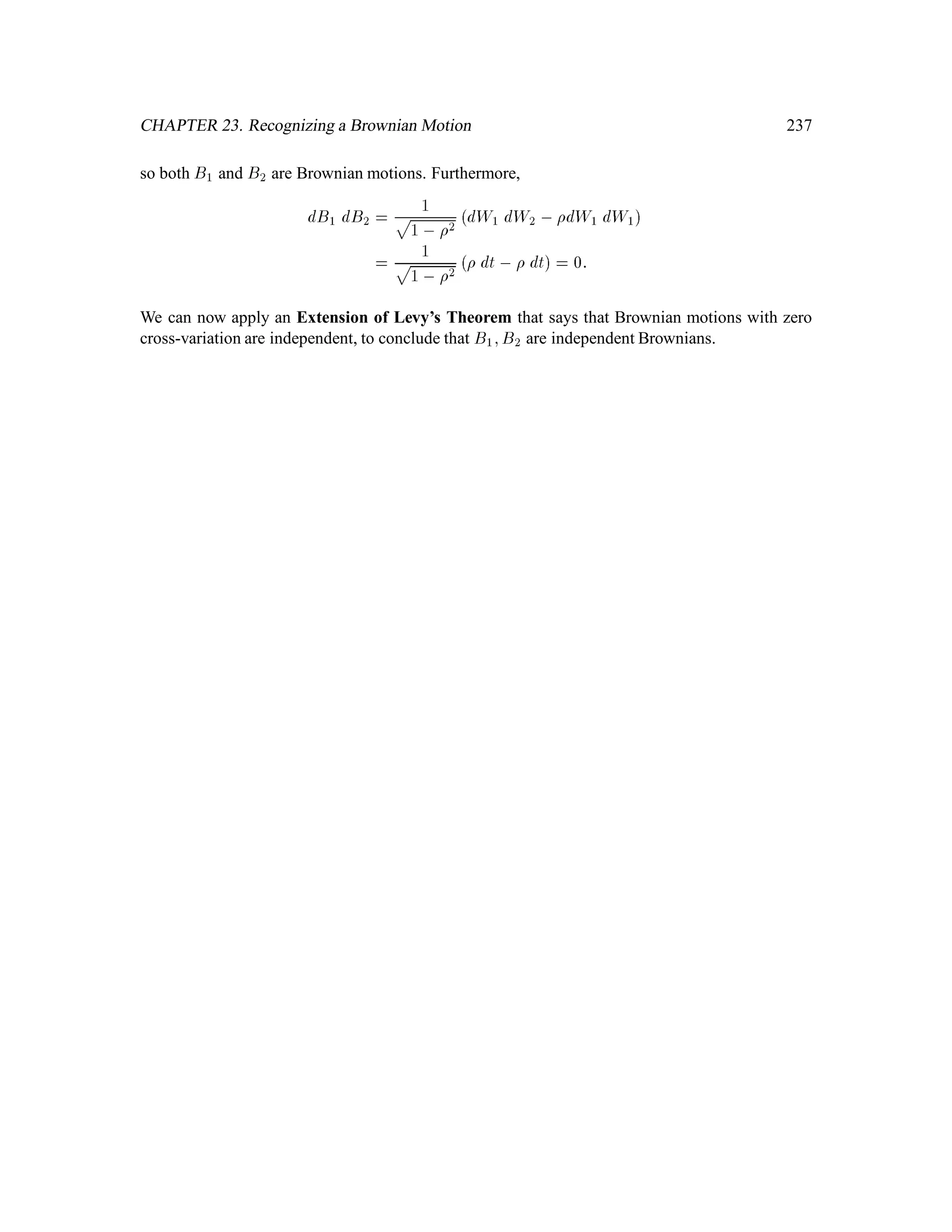 1
2

2j,1 1
j , 1

2j , 2
j
!
; j = 2;3;:::
8.10 The Reﬂection Principle
To count how many paths reach level 1 by time 2j , 1, count all those for which M2j,1 = 1 and
double count all those for which M2j,1  3. (See Figures 8.5, 8.6.)
 
