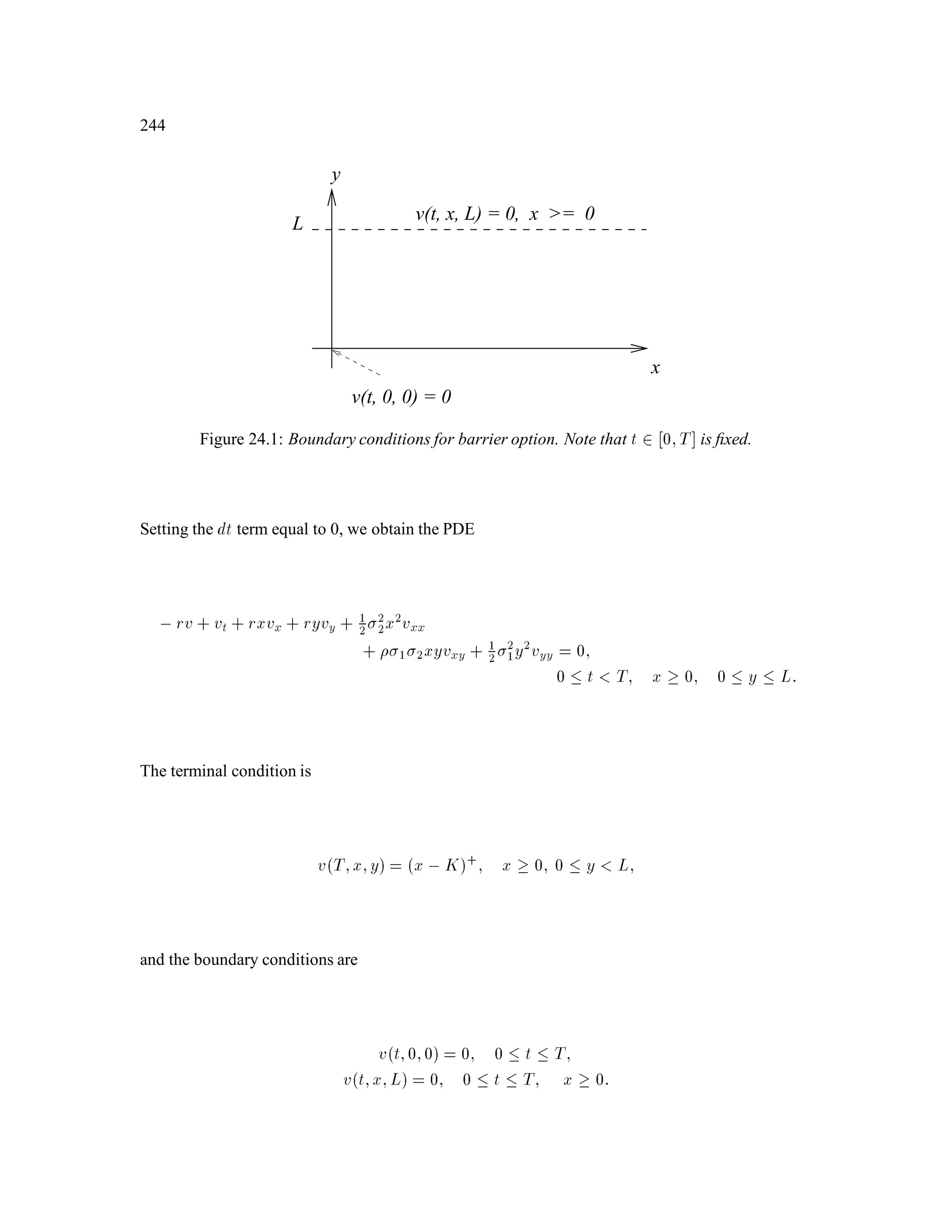 116
(5-S0)+=1ζ0
(5-S0)+=1
(5 - S
1
(H))+= 0
(H)ζ1
(5 - S +(HH)) = 02
(5 - S +(HH)) = 02ζ2(HH)
1/3
2/3
1/3
2/3
1/3
2/3
ζ1
(5 - S1
+
(5 - S1
+(T))
(T))
(T)
= 3
= 1.80
(5 - S
1
(H))+= 0
(5 - S +
2
(5 - S +
2
ζ
2
(5 - S +
2
(5 - S +
2ζ2
(5 - S
+
2
(5 - S
+
2ζ2
(HT))
(HT) (HT))
= 1
= 0.72
(TH))
(TH) (TH))
= 1
= 0.72
(TT))
(TT) (TT))
= 4
= 1.44
Figure 9.3: Showing the values 
k5 , Sk+ for an American put. The probabilities shown are for
IP, not fIP.
(2) If we stop at time 2, the value is
1
3  2
3
 0:72+ 2
3
 1
3  0:72+ 2
3
 2
3
 1:44 = 0:96
We see that (1) is optimal stopping rule.
9.4 Stochastic Volatility Binomial Model
Let be the set of sequences of ntosses, and let 0 dk 1+rk uk, where for each k, dk;uk;rk
are Fk-measurable. Also let
~pk = 1 + rk , dk
uk ,dk
; ~qk = uk , 1+ rk
uk , dk
:
Let fIP be the risk-neutral probability measure:
fIPf!1 = Hg = ~p0;
fIPf!1 = Tg = ~q0;
and for 2  k  n,
fIP !k+1 = HjFk = ~pk;
fIP !k+1 = TjFk = ~qk:
Let IP be the market probability measure, and assume IPf!g 0 8! 2 . Then IP and fIP are
equivalent. Deﬁne
Z! =
fIP!
IP!
8! 2 ;
 