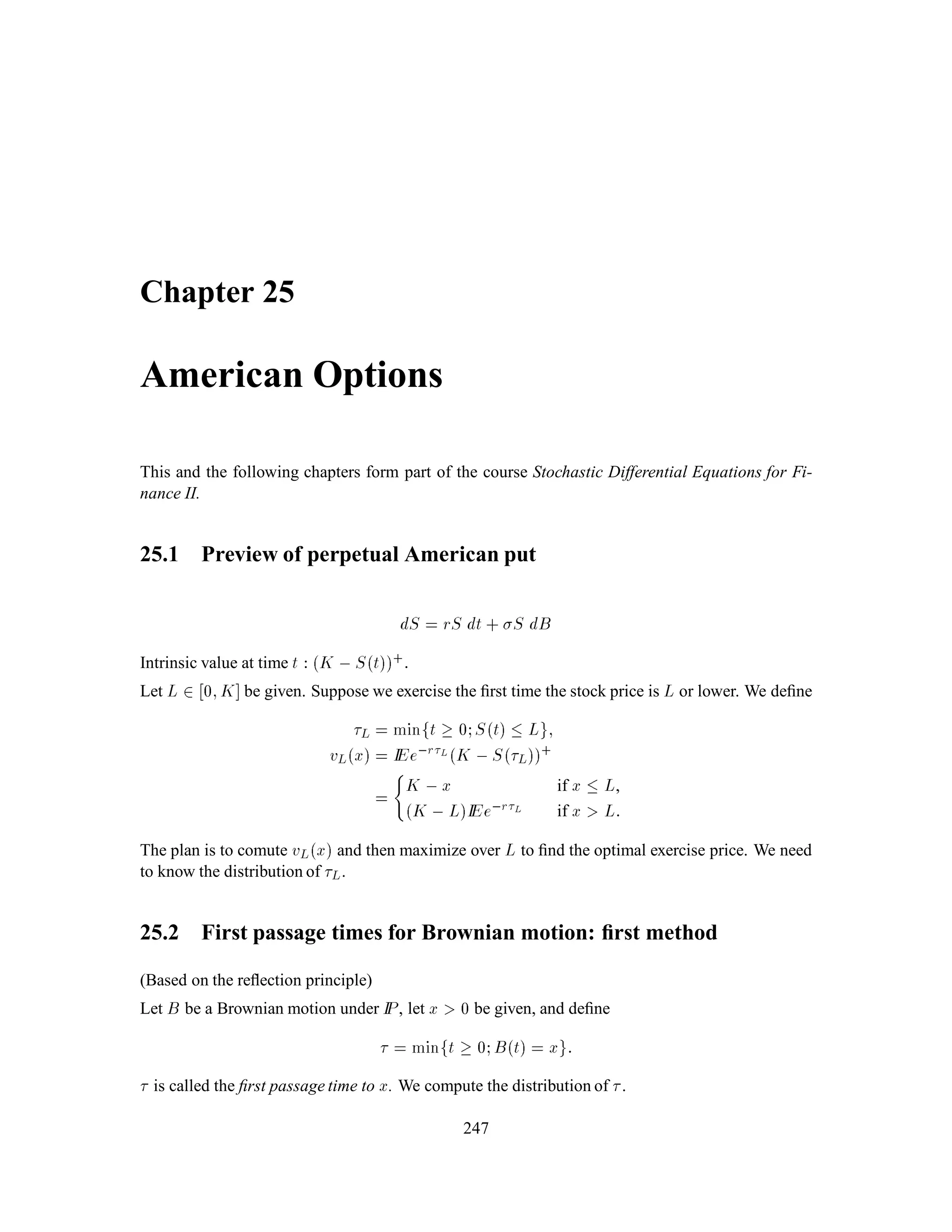 Chapter 10
Capital Asset Pricing
10.1 An Optimization Problem
Consider an agent who has initial wealth X0 and wants to invest in the stock and money markets so
as to maximize
IElogXn:
Remark 10.1 Regardless of the portfolio used by the agent, f
kXkg1
k=0 is a martingale under IP, so
IE
nXn = X0 BC
Here, (BC) stands for “Budget Constraint”.
Remark 10.2 If  is any random variable satisfying (BC), i.e.,
IE
n = X0;
then there is a portfolio which starts with initial wealth X0 and produces Xn =  at time n. To see
this, just regard  as a simple European derivative security paying off at time n. Then X0 is its value
at time 0, and starting from this value, there is a hedging portfolio which produces Xn = .
Remarks 10.1 and 10.2 show that the optimal Xn for the capital asset pricing problem can be
obtained by solving the following
Constrained Optimization Problem:
Find a random variable  which solves:
Maximize IElog
Subject to IE
n = X0:
Equivalently, we wish to
Maximize
X
!2
log!IP!
119
 